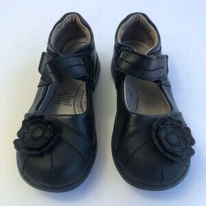 Pediped Flex Black Leather Maryjane Shoes Flower 9